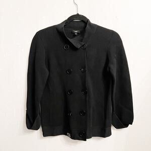 Talbots Petites Sweater Cardigan Jacket Small Black Classic Button Knit Cotton